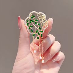 中国風の優雅な春風が柳の木の葉のブローチの高級な空気の質感の流蘇のチャイナドレスのピンのスーツのピンの胸の花を払います。