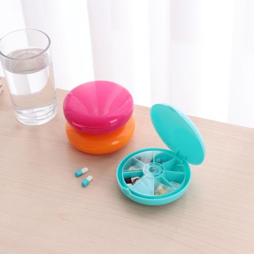 Supply of 7-compartment rotating pill box, plastic lidded, sealed and moisture-proof storage box, divided pill box with printable advertisements