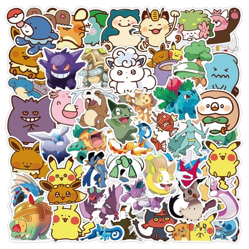 200 sheets of Japanese anime Pokemon car luggage handle sticker wholesale for Pokemon spirit doodle stickers