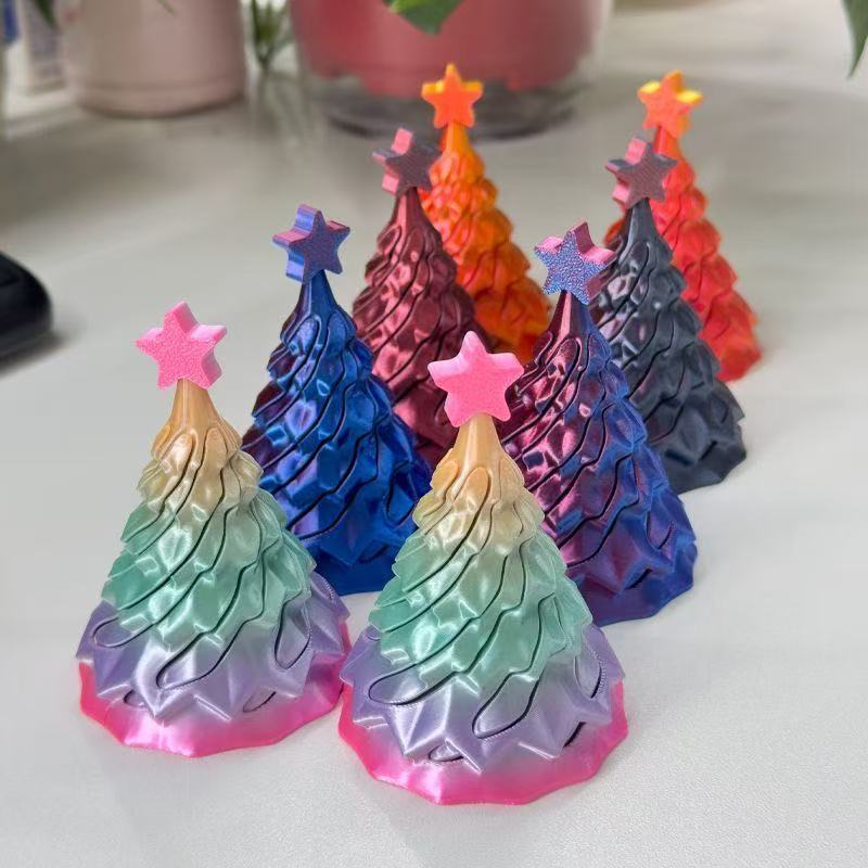 跨境新款3D打印圣诞树推推乐摆件圣诞节创意礼物螺旋解压玩具批发|undefined