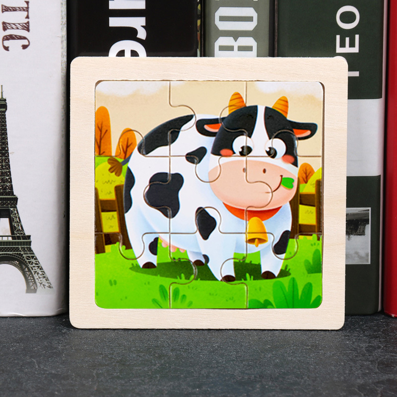 Puzzle pequeño plano de madera de 9 piezas Animal Ocean Traffic Kindergarten Educación temprana Juguetes educativos Puzzle simple de entrada