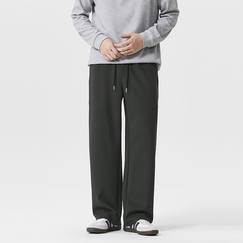 Otoño nuevo negro cómodo rectas sensación simple pantalones grises convencionales otros pantalones de fibra de polietileno en stock