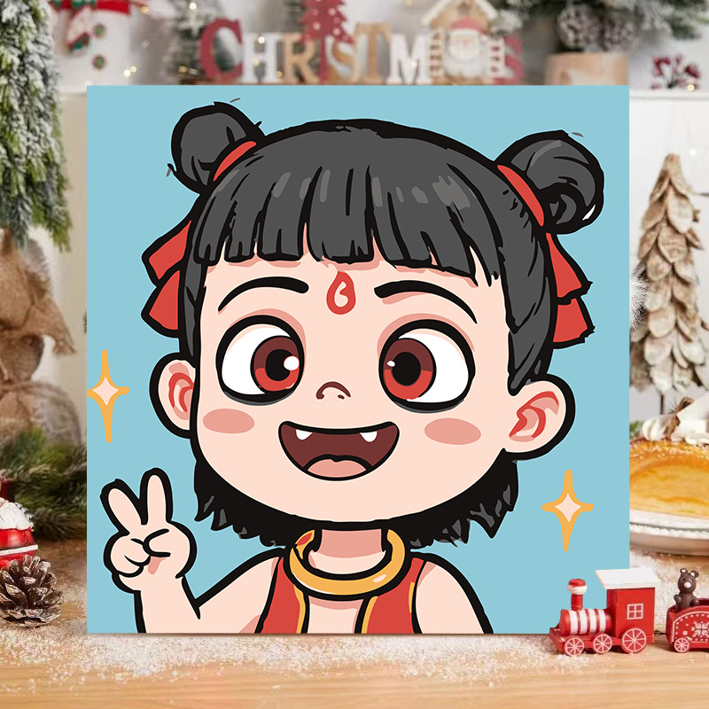 El niño prodigio de Nezha Naohai Diy pintura al óleo digital para colorear a mano Anime Ao Bing Nezha pintura al óleo pintura decorativa