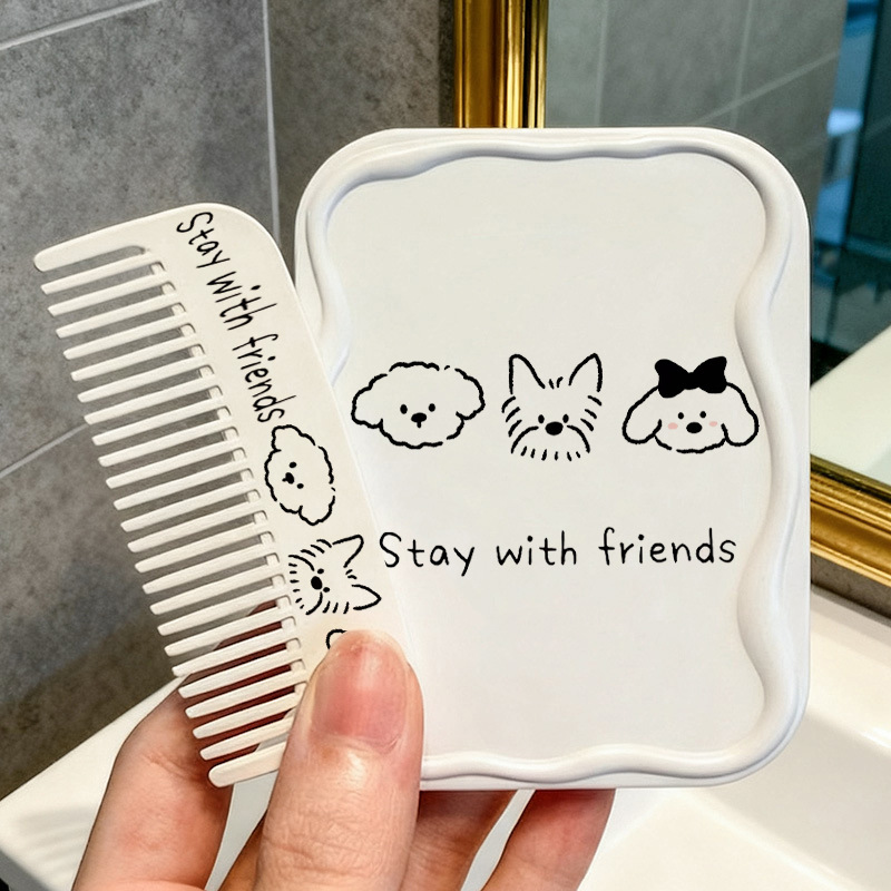 Three Line Dogs [Cosmetic Mirror + Same Style Comb]