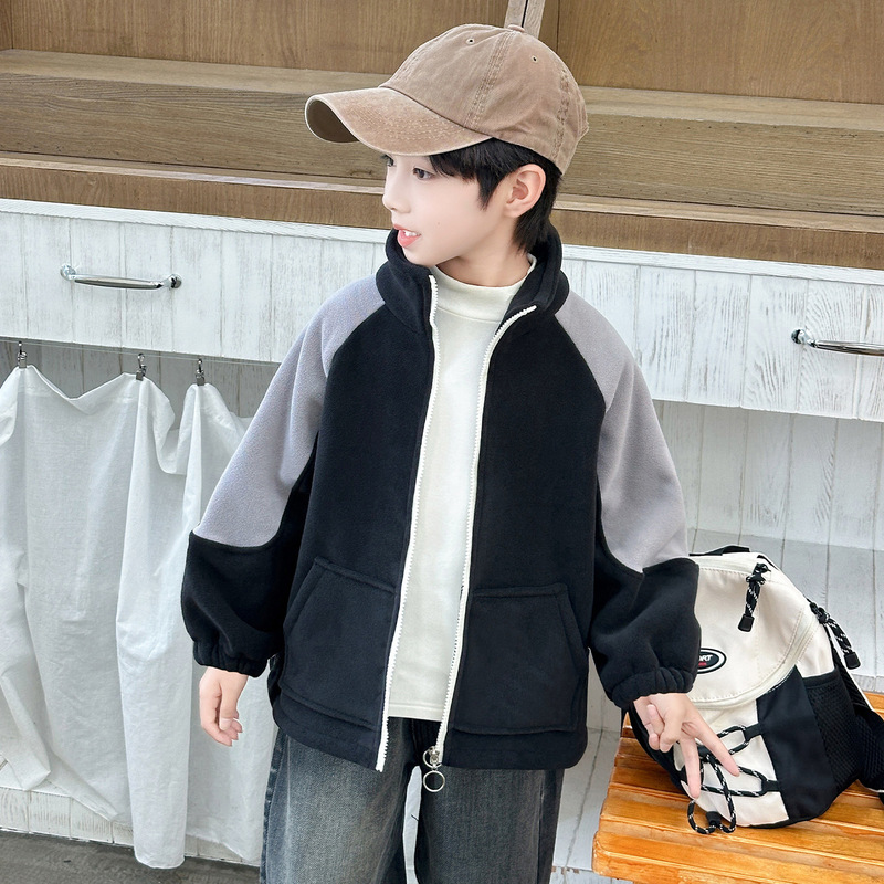新款儿童加绒奥粒绒外套男女小中大童宝宝秋冬季加厚保暖上衣冬装|undefined