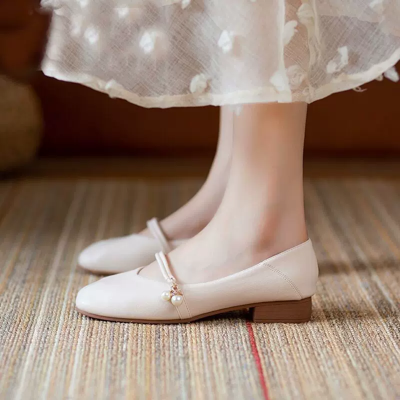 适合旗袍的鞋子女款夏秋季平底温柔适合配裙子的浅口鞋子舒适搭配