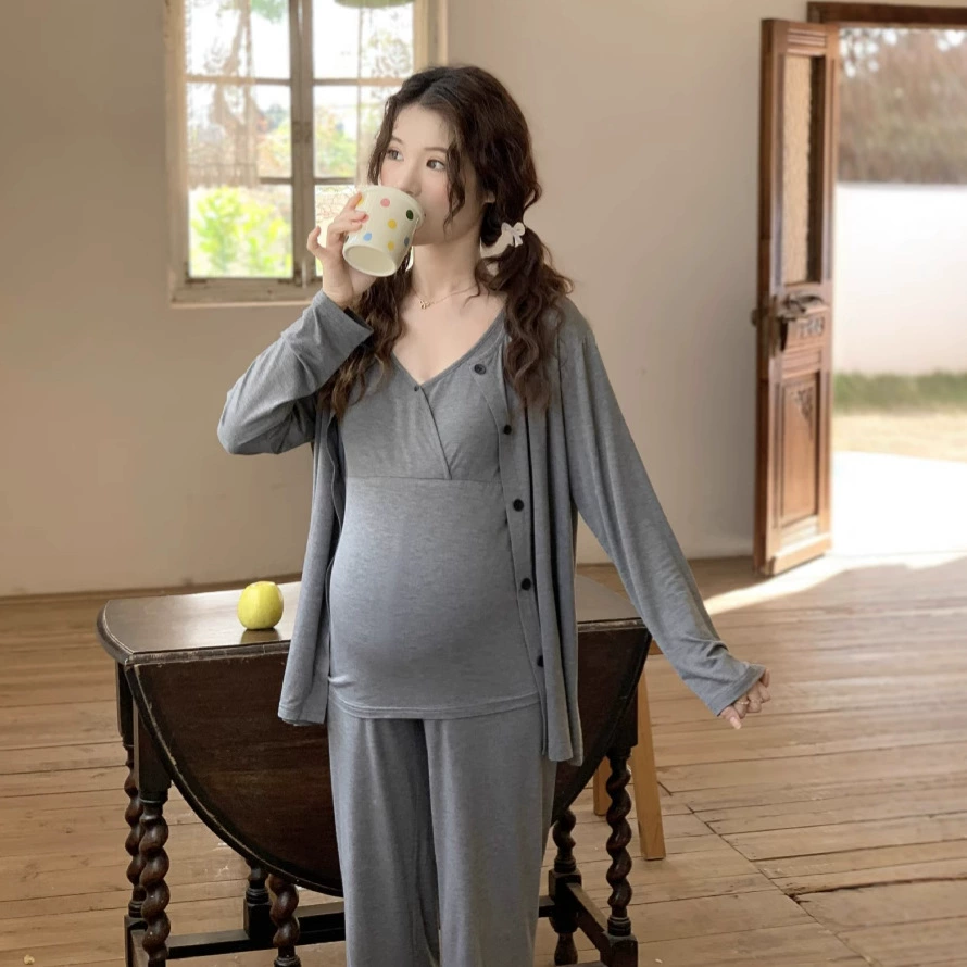 В наличии 88206 послеродовая одежда с нагрудными подушечками на весну и лето, комплект из трех предметов для беременных из модала с жилетом и одеждой для кормления.