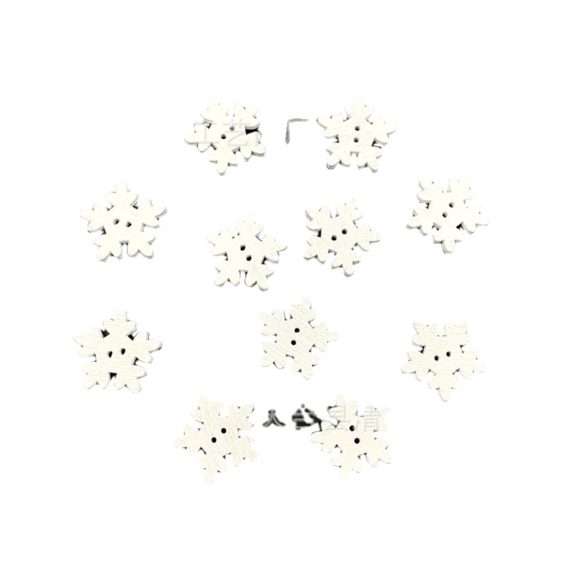 18mm blanco copo de nieve botones suministros de Navidad madera copo de nieve botones decorativos pintura accesorios de ropa de Navidad