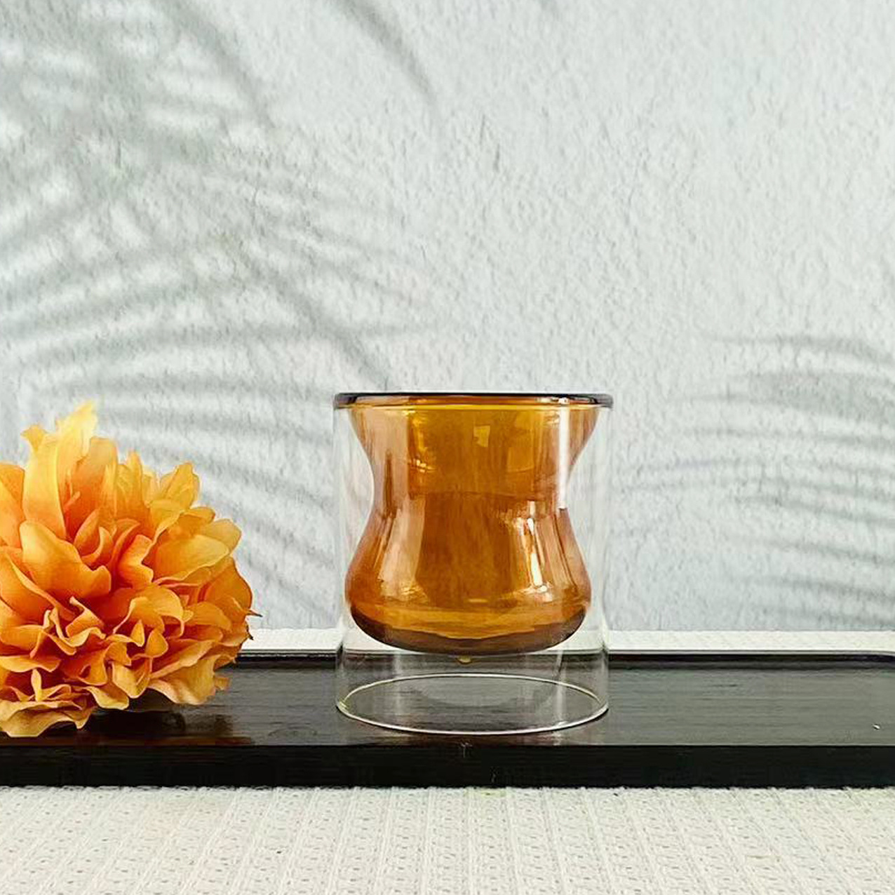 Caneca de vidro de parede dupla em formato de cabaça para café_voghion.com