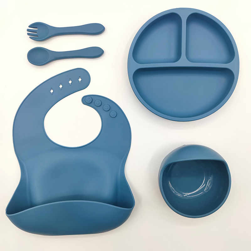 Juego de vajilla de silicona para niños, vajilla para alimentación maternoinfantil, plato de comida, tazón de comida, bebé aprende a comer, plato separado