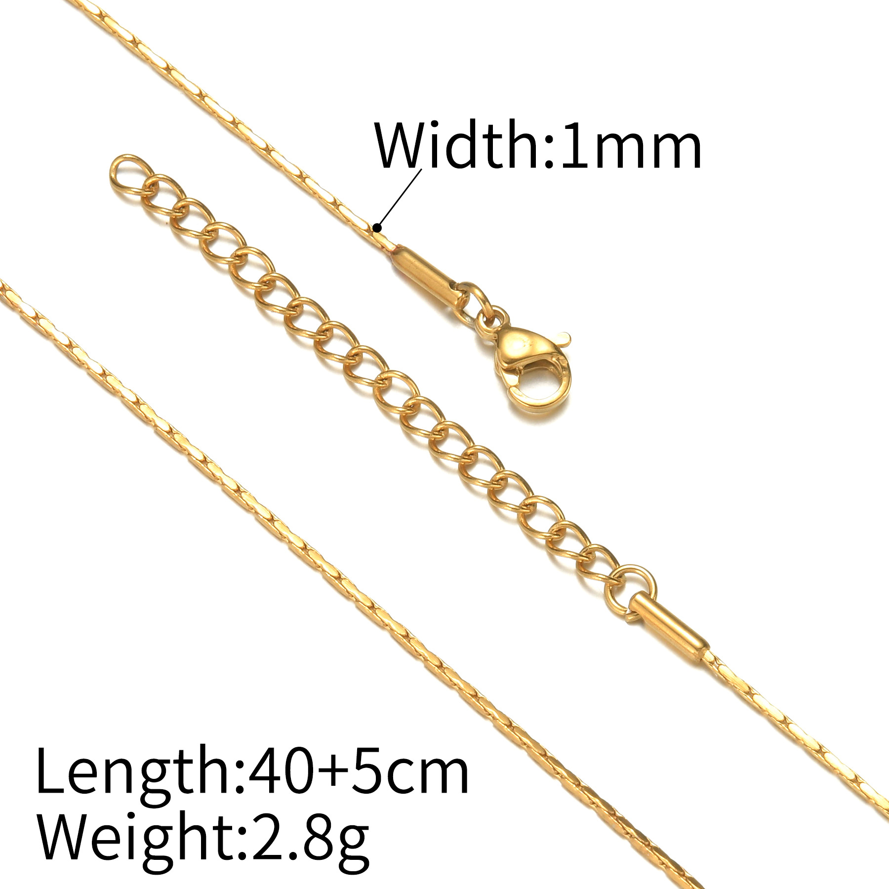 Lina Girl Titan-Perlenkette mit Schlangenknochen-Anhänger, farbecht, galvanisiert, quadratisch, aus europäischem und amerikanischem Edelstahl, kubanischem Stil_voghion.com