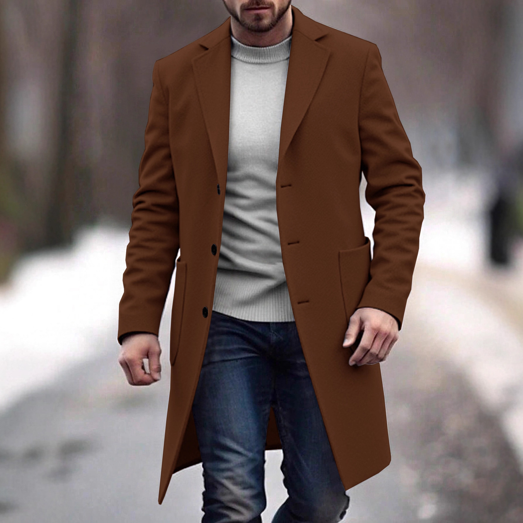 2025 Autumn/Winter Cross-Border European And American Men's Single-Breasted Woolen Trench Coat 124_voghion.com