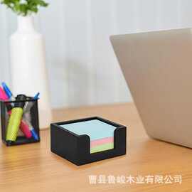 跨境木质便签收纳盒办公桌面回形针名片整理盒开口纸巾盒餐巾纸盒