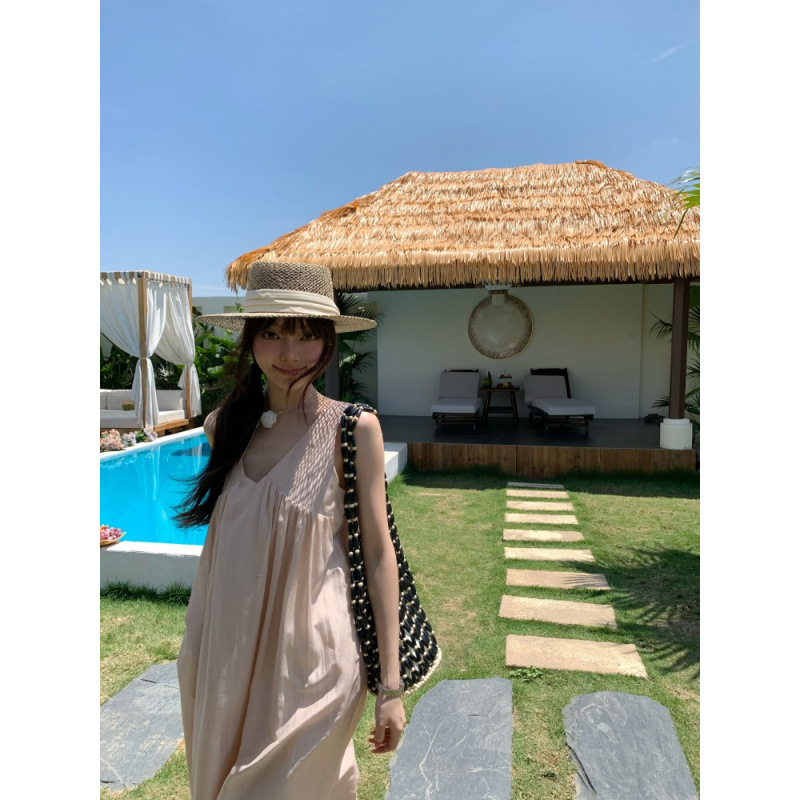 In Stock Korean-Style Vacation Style V-Neck Sleeveless Dress In Stock Korean-Style Vacation Style V-Neck Sleeveless Dress