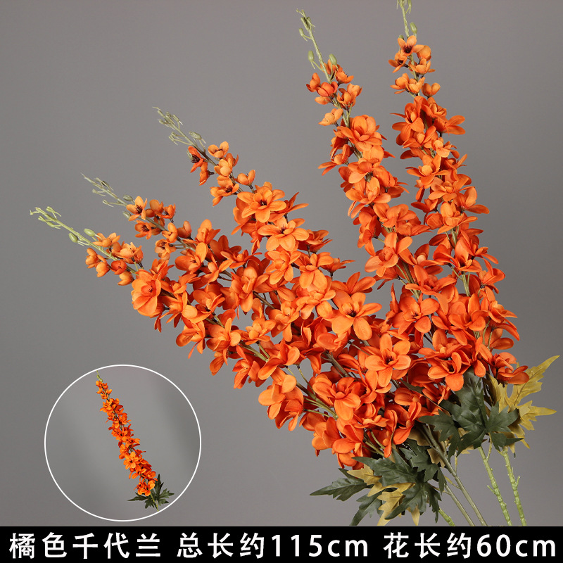 Flores de imitación naranja peonía naranja hortenida neblina orquídea flor flor de boda seda naranja