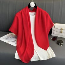 2025春秋新款棉麻围巾女纯色亚麻黄色90*90小方巾三角巾装饰围巾