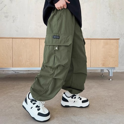 Boys' Footloose Work Pants 2025 Spring Medium and Large Children's Fashion Retro Stylish Straight Leg Pants Loose Matchable Casual Pants