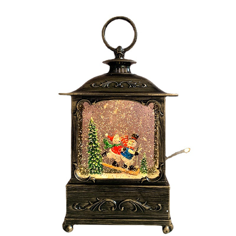 Regalo de Navidad copo de nieve deseando luz muñeco de nieve luz nocturna caja de música bola de cristal caja de música Luz de viento para niños Juguetes