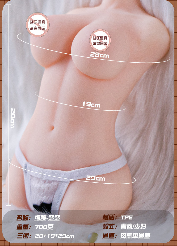 Half-Body TPE Masturbator with Vaginal and Anal Channels, Manual Use, Flesh Tone — detail image 3