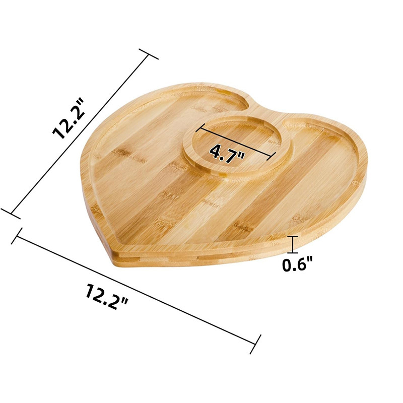 Bandeja de madera en forma de corazón Fiesta Aperitivos de fiesta Bandeja de frutas Aperitivos Bandeja de bambú y madera de forma especial creativa Bandeja de queso