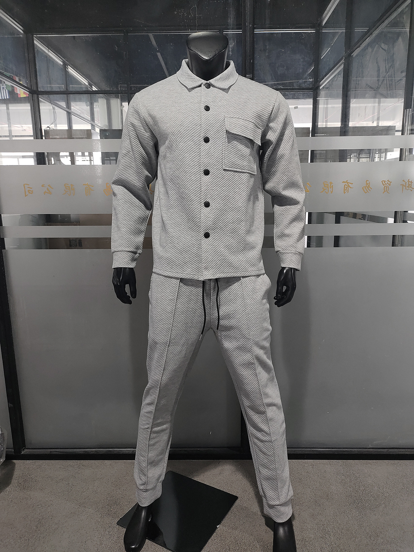 Men's Clothing jacket lapel heavy jacquard trousers suit casual men's jacket_voghion.com