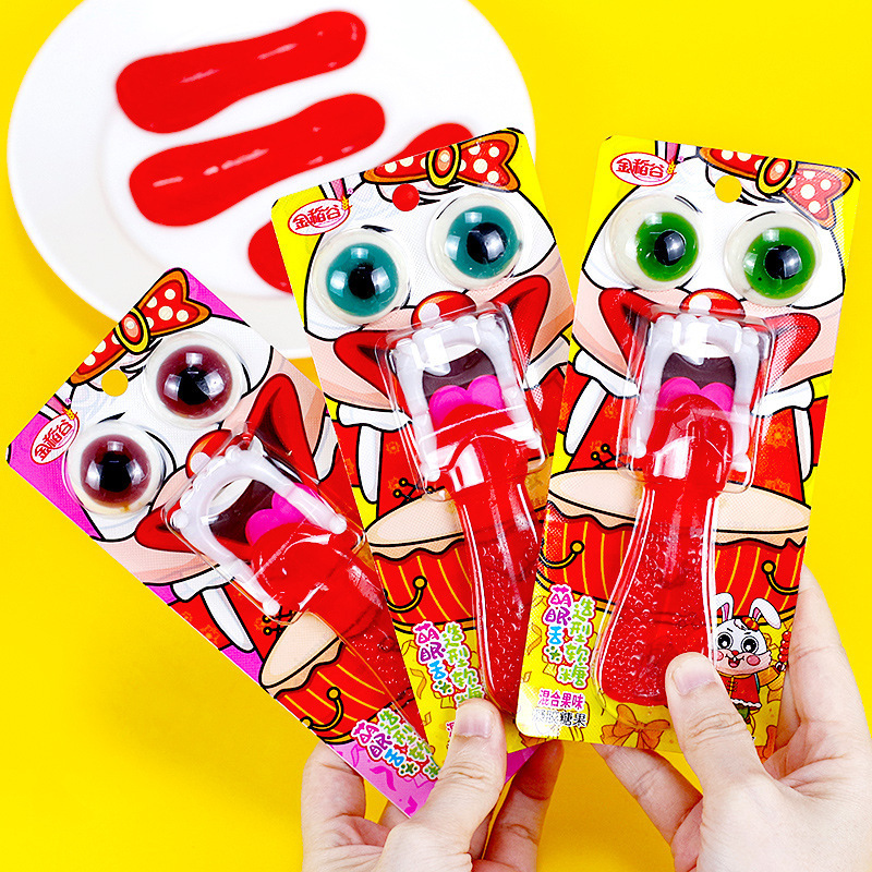 Golden Rice 22g Cute Eye Tongue Shaped Gummy Candy Funny Prank Fun Candy Children's Snacks Candy Toys Wholesale