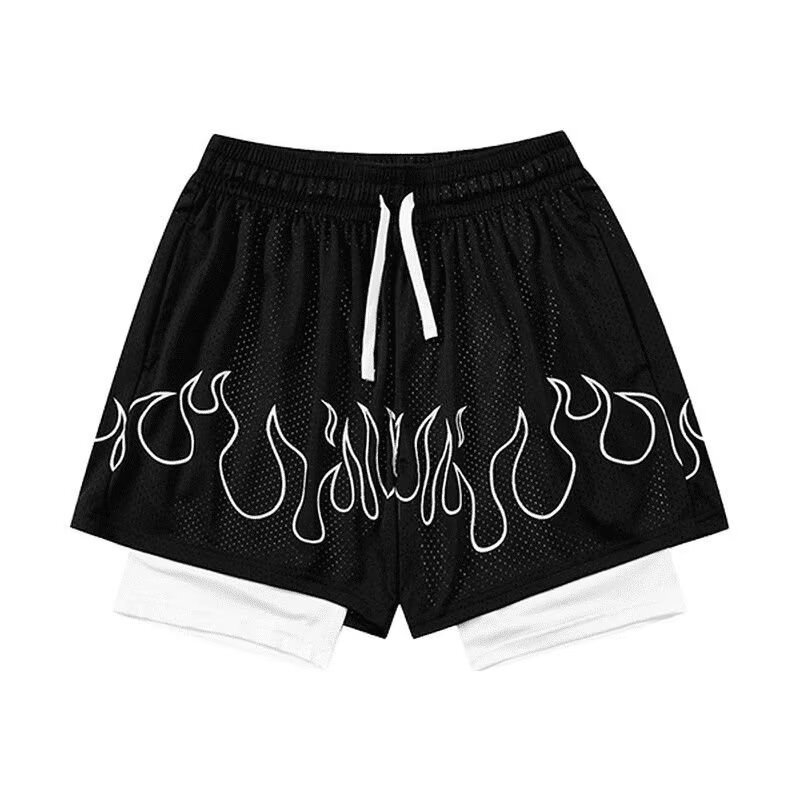 Amazon American Shorts Men's Summer Quick-drying Flame Fake Two-piece Sports Casual Running Fitness Training Quad Pants Amazon American Shorts Men's Summer Quick-drying Flame Fake Two-piece Sports Casual Running Fitness Training Quad Pants
