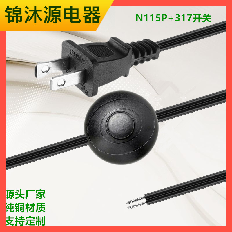 Cable de enchufe estándar de dos núcleos con 317 interruptor de pie estándar de América enchufe de lámparas LED de estilo americano línea de cola de estaño explosión