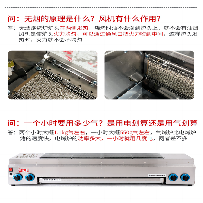 M3NO新国标无烟烧烤炉熄火保护摆摊煤气烧烤炉液化气烤串炉