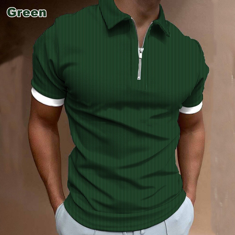 Camiseta Polo de Manga Corta con Cierre y Estampado 3D Informal para Hombre, Nueva Colección de Primavera para Exportación