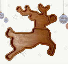 创意圣诞节木制托盘小鹿形状简约托盘零食水果饼干多功能装饰托盘