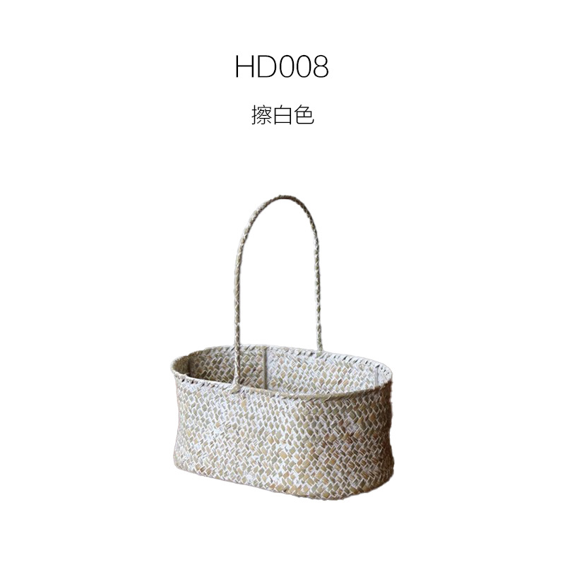 Cesta de flores de ratán de almacenamiento tejido de paja