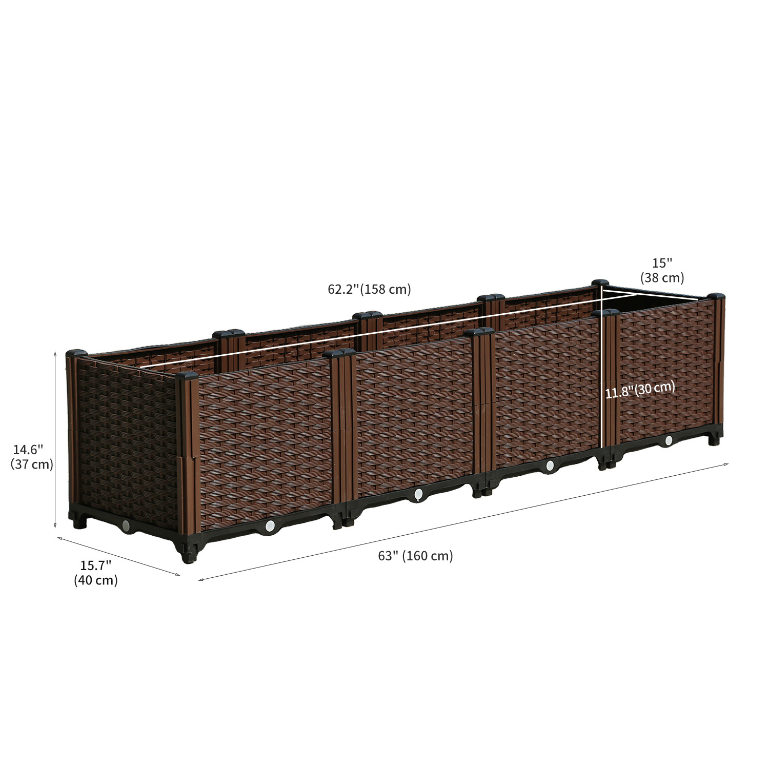 Caja de plantación multifuncional engrosada maceta rectangular combinada de plástico de resina olla vegetal balcón caja de flores larga