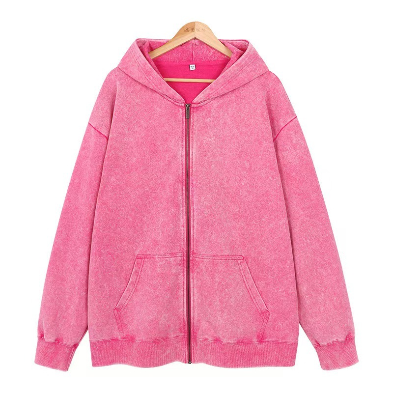 Cross-border otoño y invierno lavados con sudadera con capuz para hombres y mujeres 400g pesado gran anillo de lana estilo americano retro batítico hacer viejas camisas de moda