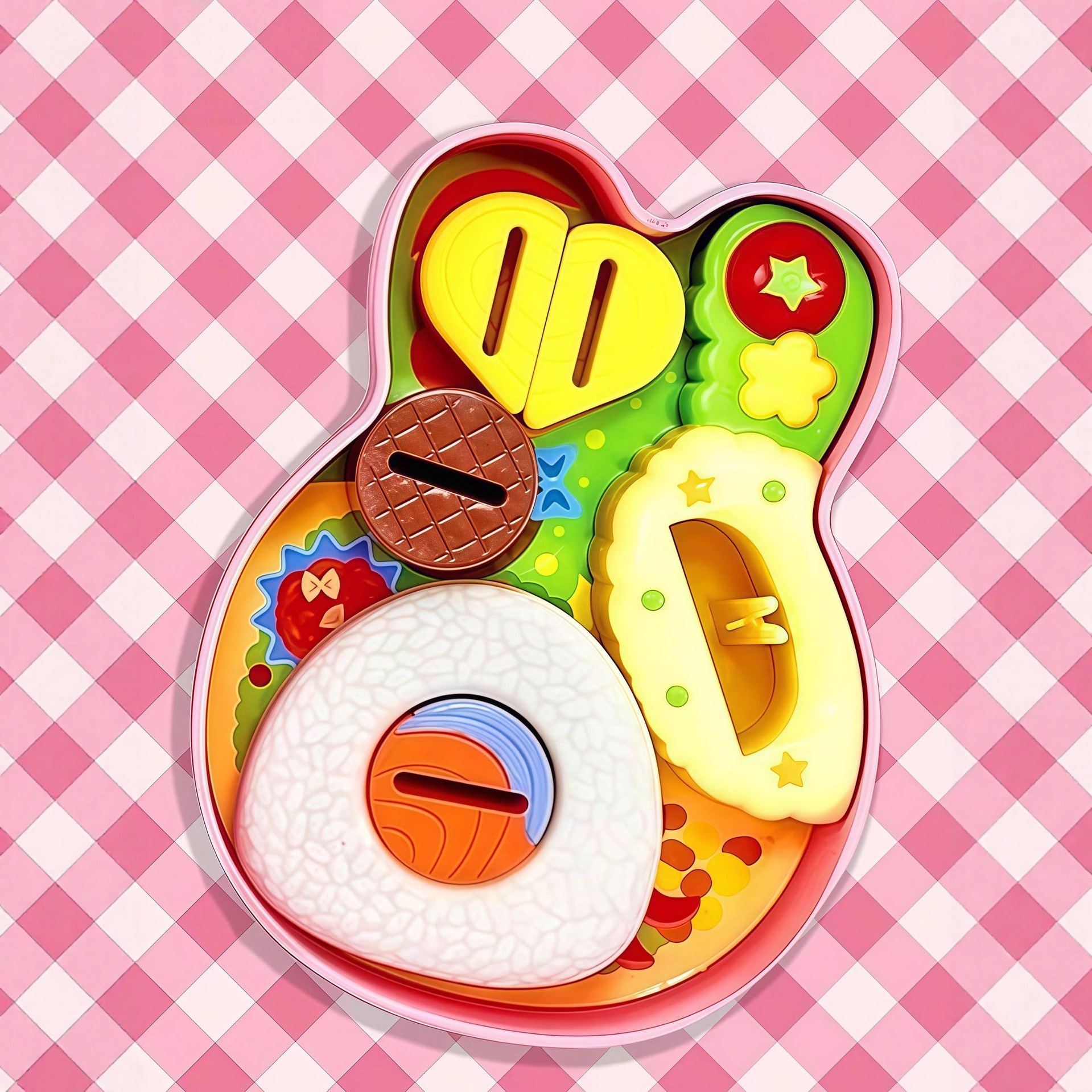 Red celebridad infantil conejo de almuerzo de almuerzo con cuchara de alimentación para aliviar el aburrimiento juguetes de cocina creativos