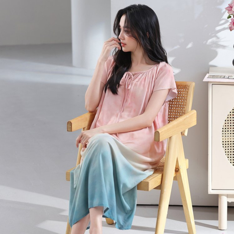 Super Fairy Large Size Cotton Silk Holiday Summer Thin Long Version Dress with a Lazy Style, Short Sleeves, and a Tie, Suitable for Going Out Super Fairy Large Size Cotton Silk Holiday Summer Thin Long Version Dress with a Lazy Style, Short Sleeves, and a Tie, Suitable for Going Out