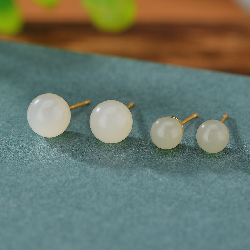 Bông tai hạt tròn hình học mạ vàng bạc S925 — Mẫu cỡ nhỏ (6mm)
