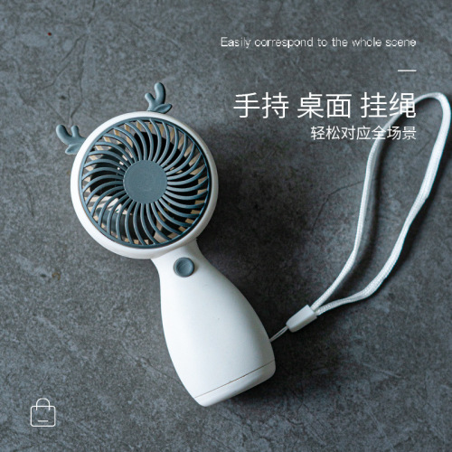 Handheld Mini Fan USB Cartoon Lanyard Portable Pocket Outdoor Charging Dormitory Desktop Fan Wholesale