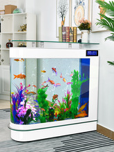。子弹头鱼缸客厅家用中型水族箱玻璃1.2米1.5米生态落地屏风鱼缸