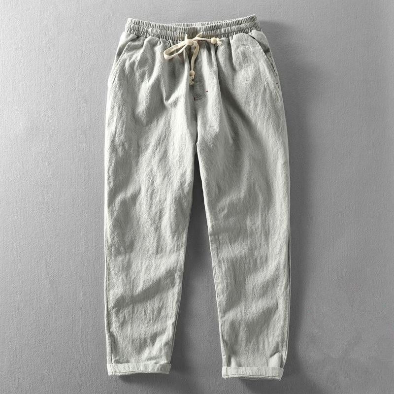 Summer New Linen Pants Men's Loose Men's Cotton and Linen Casual Pants Youth Trendy Breathable Men's Pants Solid Color Long Pants