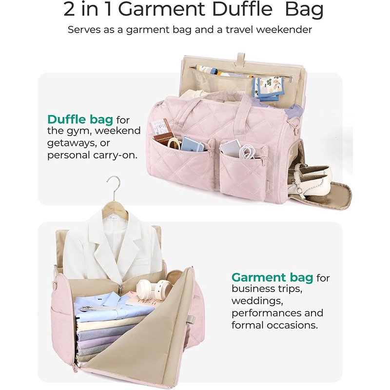 Nueva bolsa de ropa, ropa convertible, bolsa de lona, bolsa de traje, bolsa de viaje, bolsa de lona con compartimento para zapatos
