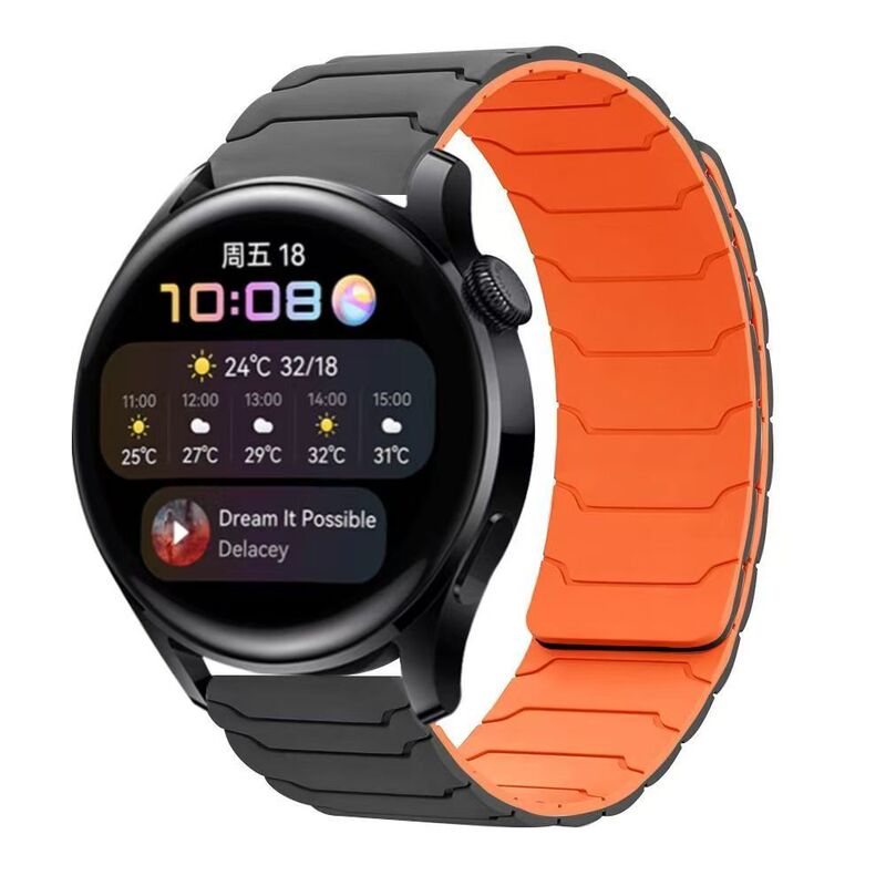 Flat Head Armor Magnetic Silicone Strap Suitable for Huawei Gt5/Gt6/Watch3Pro Smart Watch Strap Flat Head Armor Magnetic Silicone Strap Suitable for Huawei Gt5/Gt6/Watch3Pro Smart Watch Strap