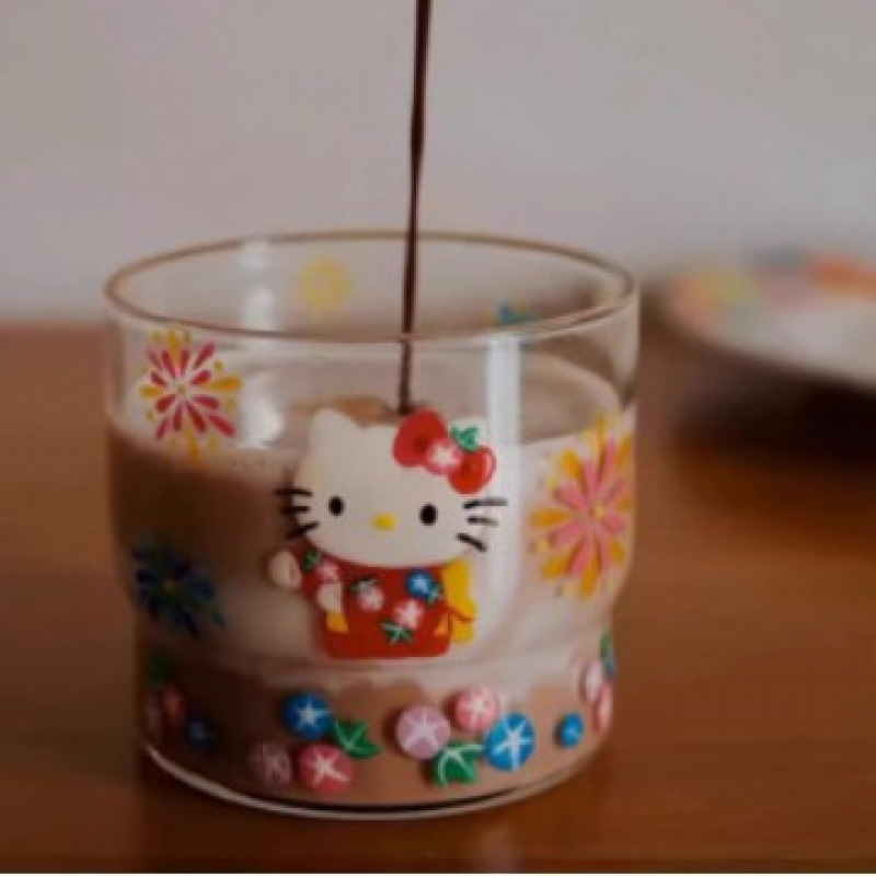 可爱猫玻璃杯卡通高颜值冷饮果汁牛奶咖啡喝水杯子|undefined