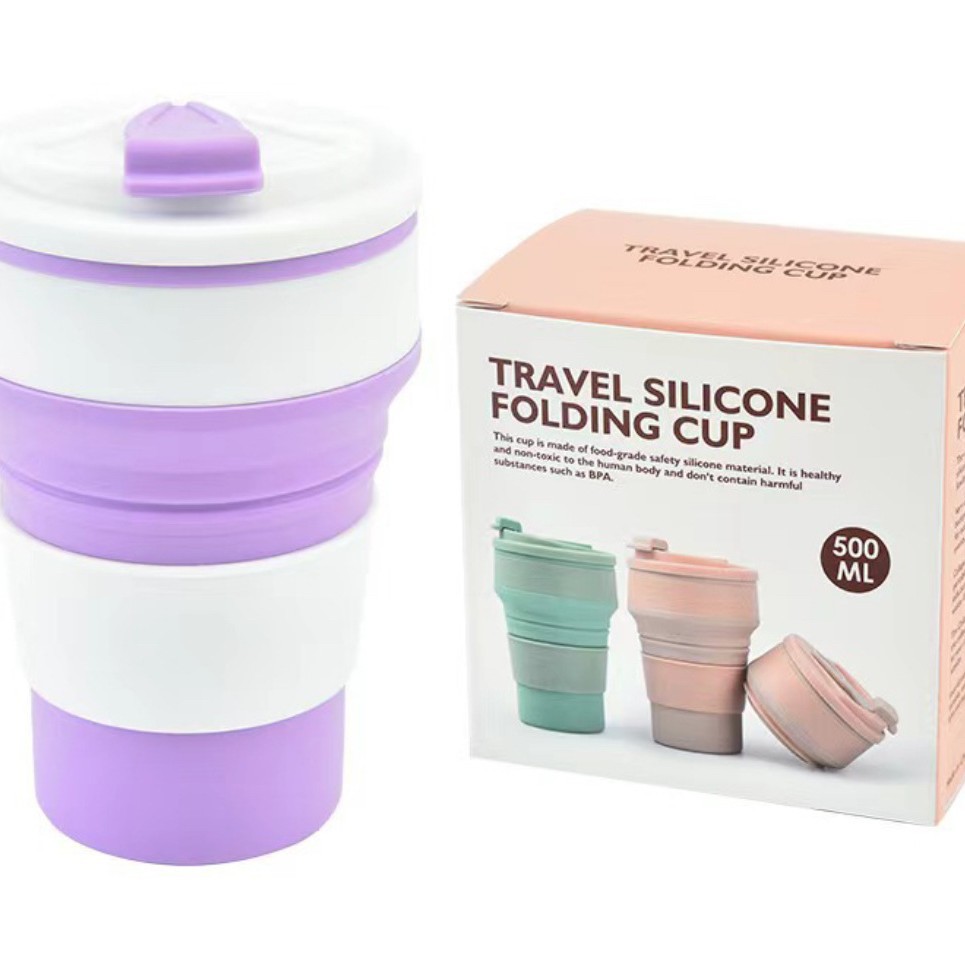Taza plegable de silicona portátil transfronteriza de gran capacidad de viaje de negocios acampando taza de café de mano taza de jugo de viaje taza de enjuague bucal