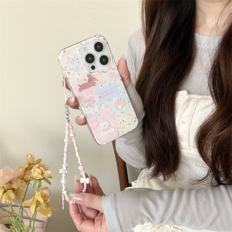 Divertido de dibujos animados florales West Highland para Apple 16PorMax funda para teléfono móvil 15Pro cadena 14/13 nuevo 15PM