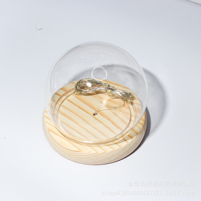 Transparent glass shade wholesale lamp string glass lampshade wooden base Valentine's Day gift desktop decoration for girls
