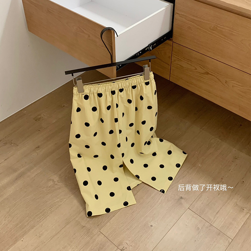 WGWE7272波点直筒松紧抽绳设计后开又百搭短裙|undefined