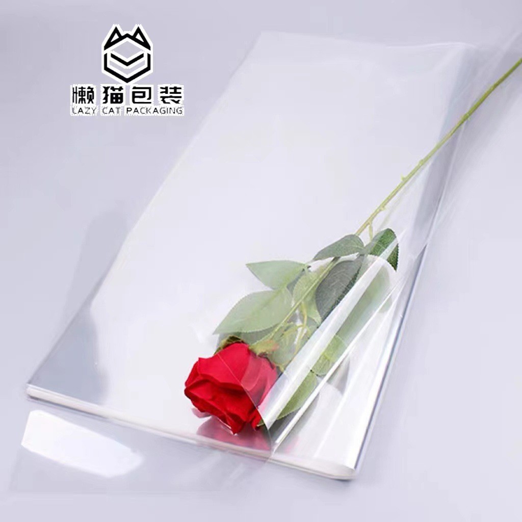 透明玻璃纸防水鲜花花束包装纸花店打底包花花艺材料 懒猫包装纸