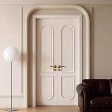 实木门橡胶木法式双开入户门进户大门胡桃木沙比利原木门厂家定制