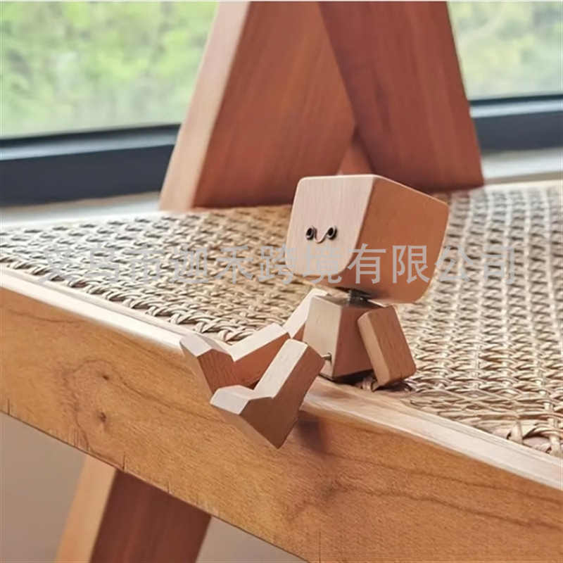 跨境新款Shaking Feet Wooden Doll木头人汽车装饰摆件|undefined